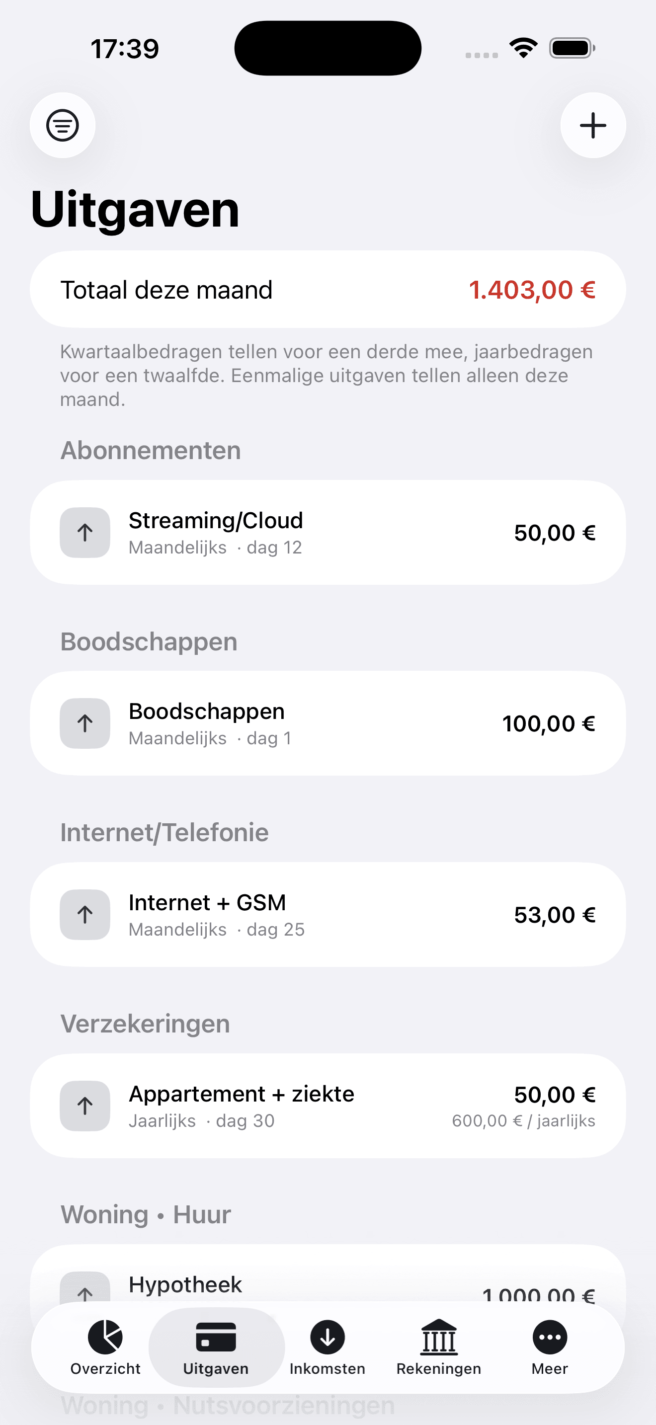 GeldInzicht scherm 1