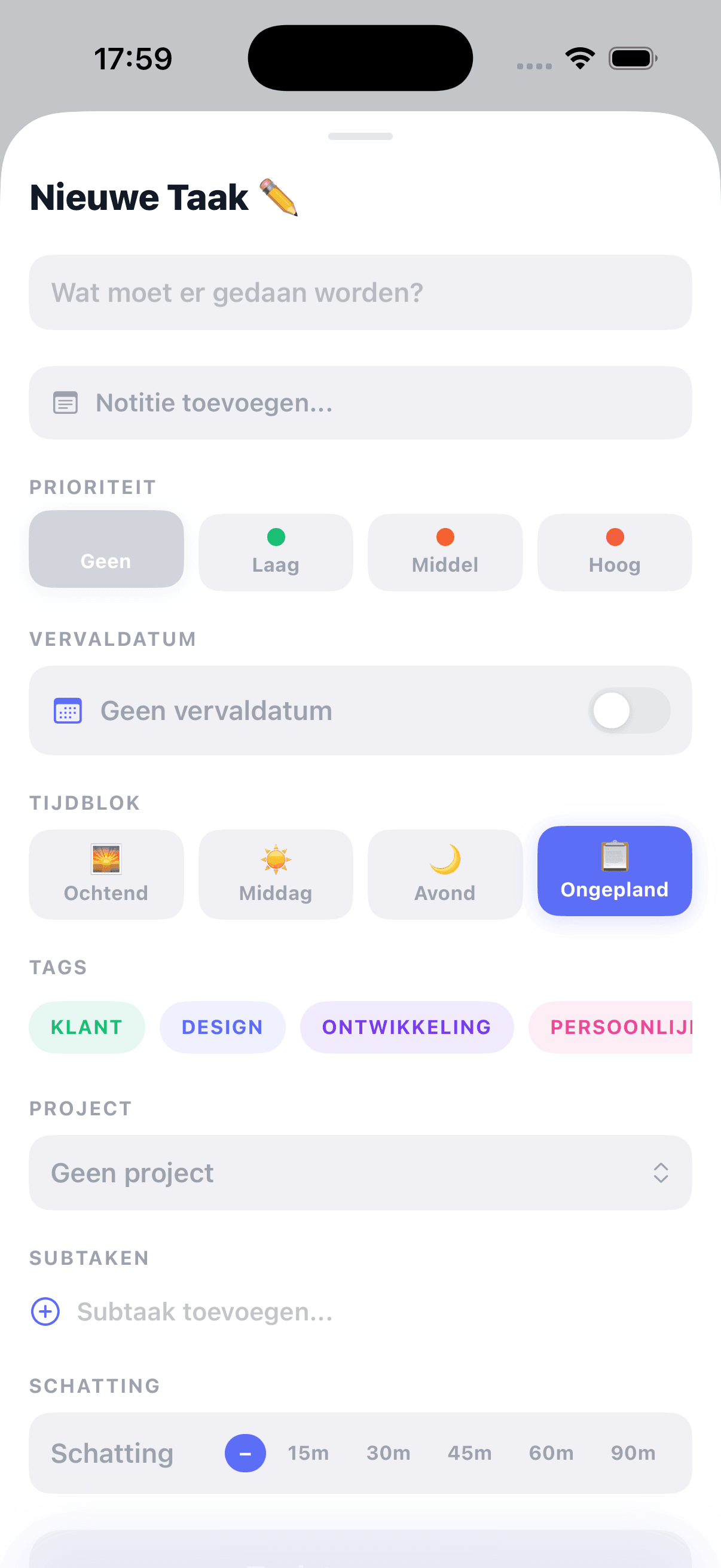 TaakFlow scherm 1