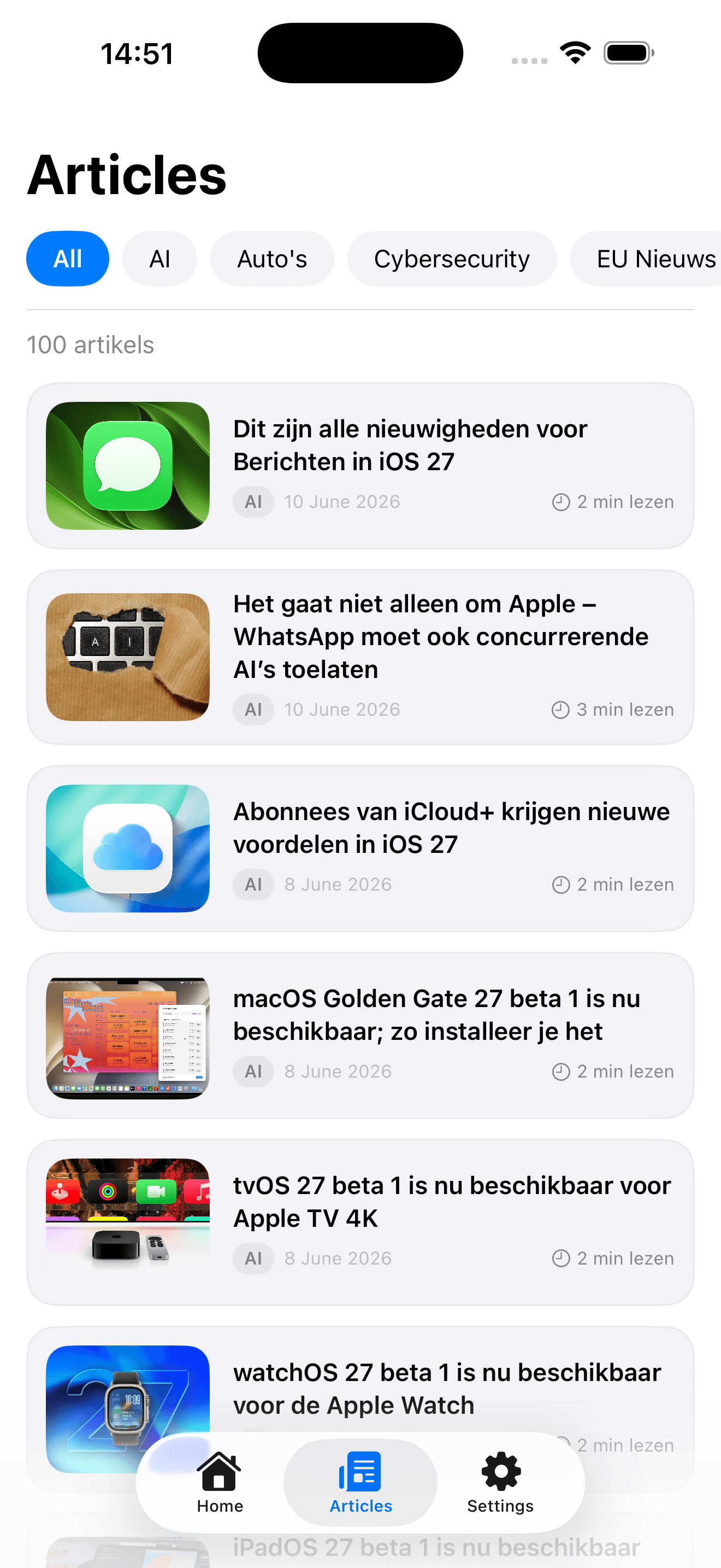 Vancoillie News scherm 1