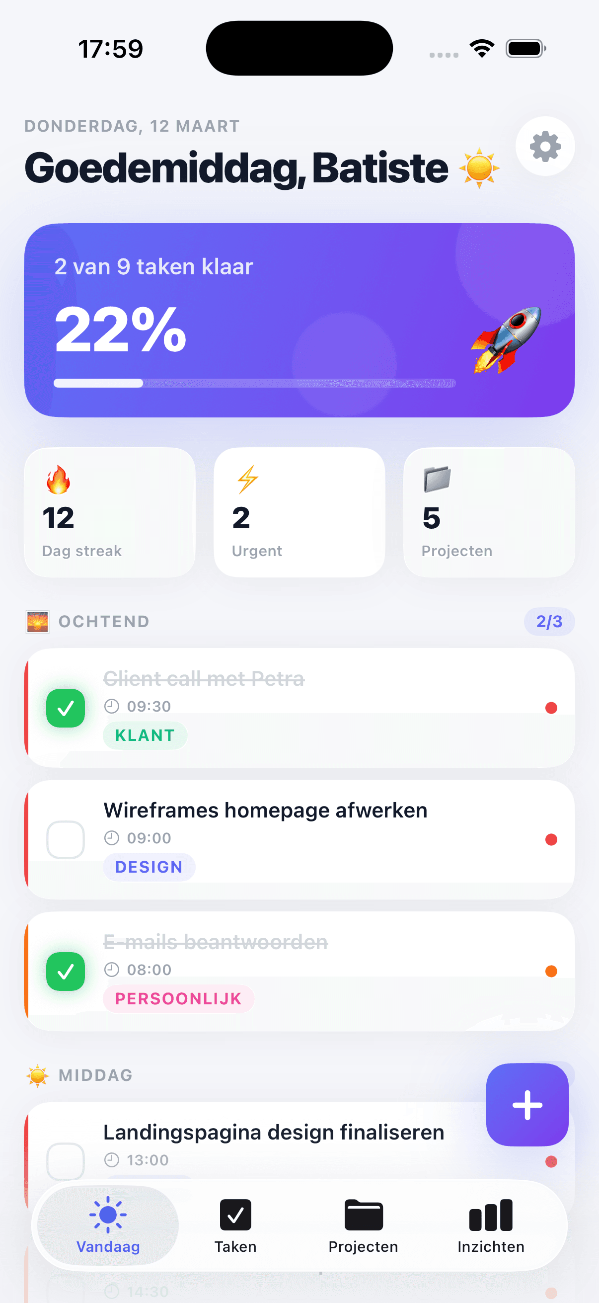 TaakFlow mockup